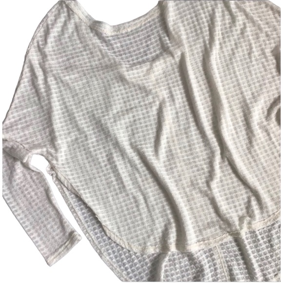 SAGE - Oversized High-Low Waffle Tunic - Cream - S - Picture 3 of 11